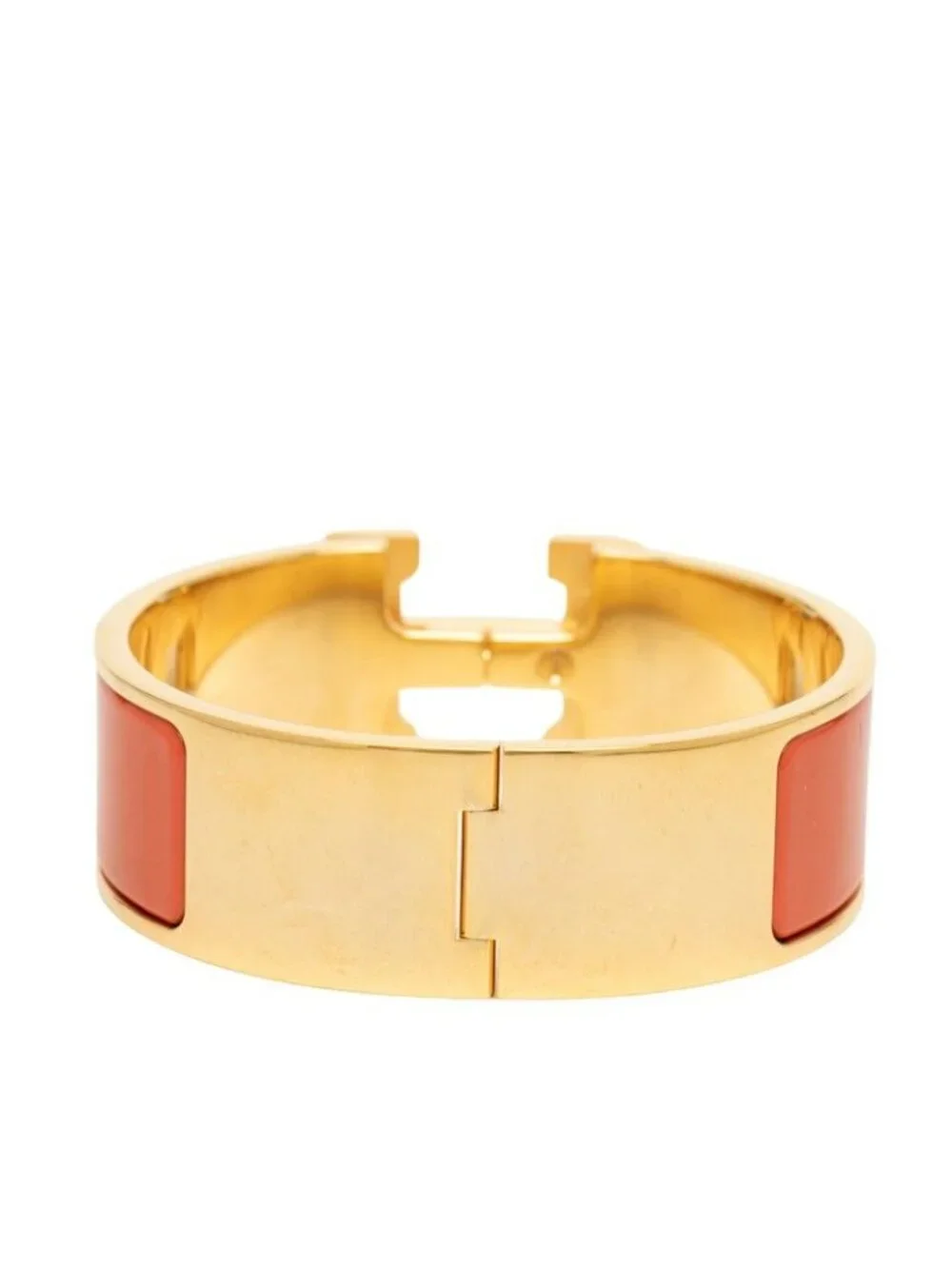 Hermes Clic Clac PM Bracelet Gold Orange Plated Enamel